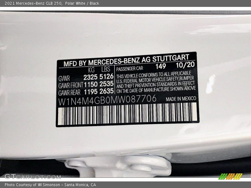 Polar White / Black 2021 Mercedes-Benz GLB 250