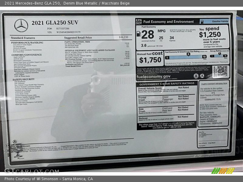 Denim Blue Metallic / Macchiato Beige 2021 Mercedes-Benz GLA 250