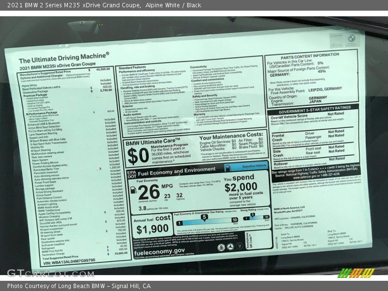 Alpine White / Black 2021 BMW 2 Series M235 xDrive Grand Coupe
