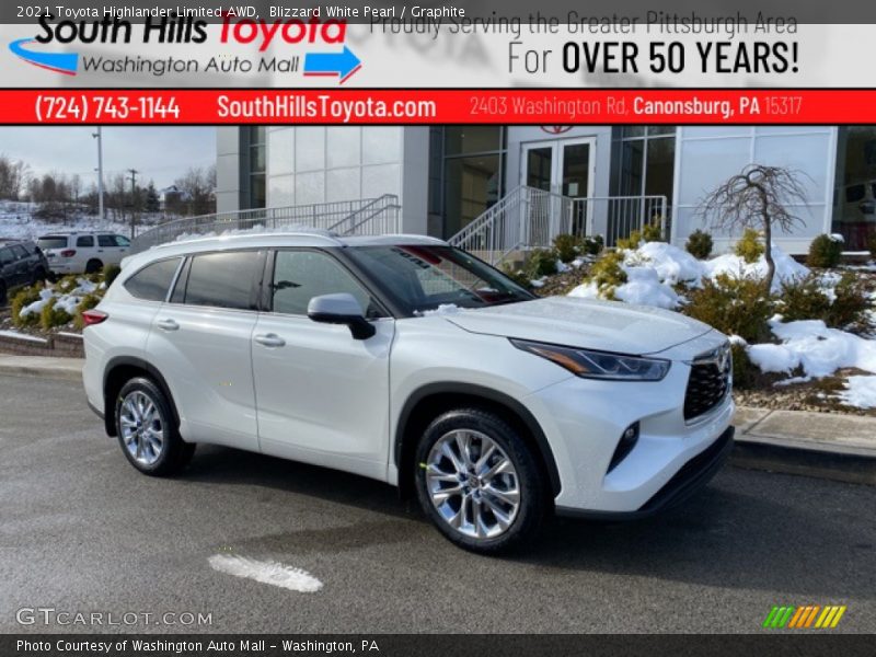 Blizzard White Pearl / Graphite 2021 Toyota Highlander Limited AWD