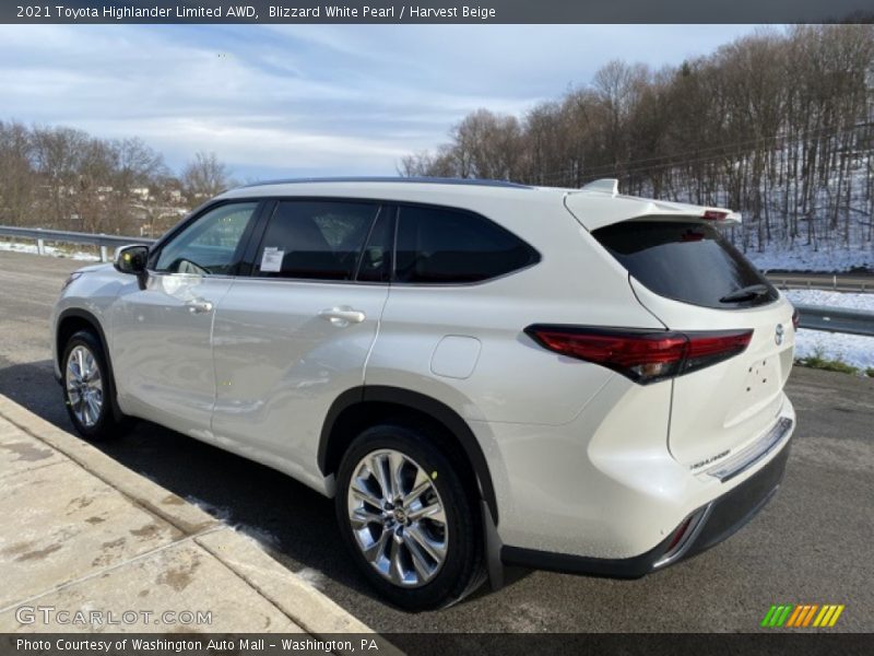 Blizzard White Pearl / Harvest Beige 2021 Toyota Highlander Limited AWD