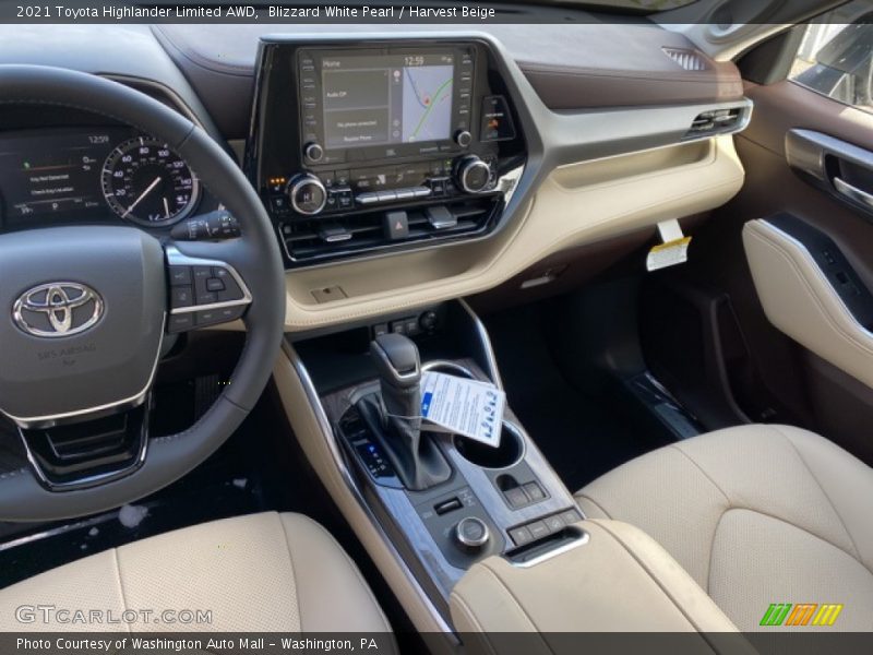 Blizzard White Pearl / Harvest Beige 2021 Toyota Highlander Limited AWD