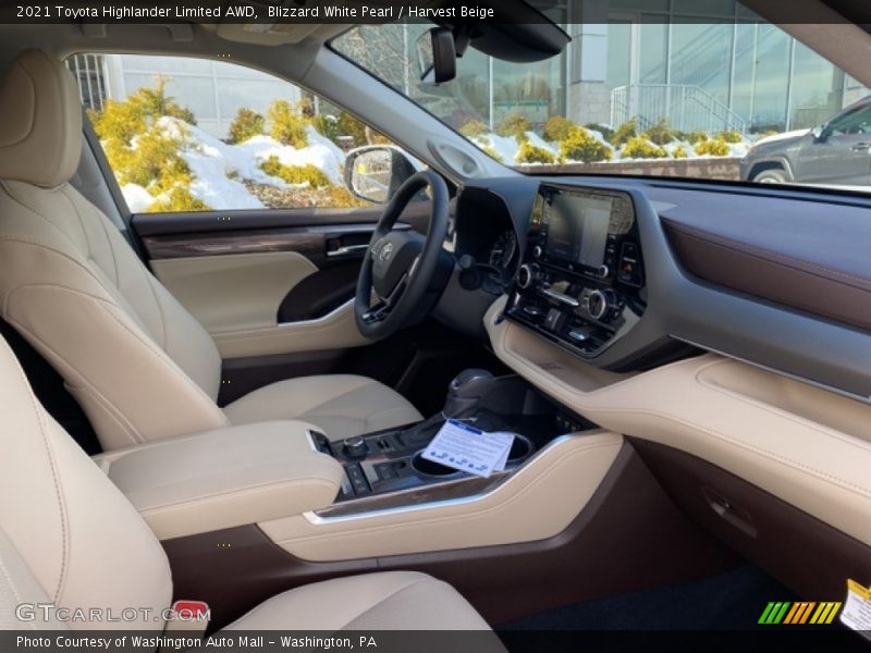 Blizzard White Pearl / Harvest Beige 2021 Toyota Highlander Limited AWD