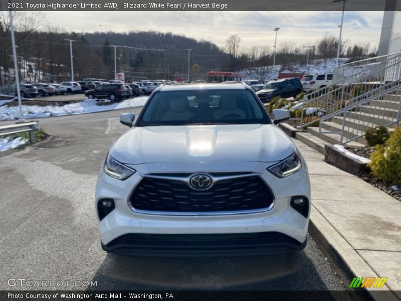 Blizzard White Pearl / Harvest Beige 2021 Toyota Highlander Limited AWD