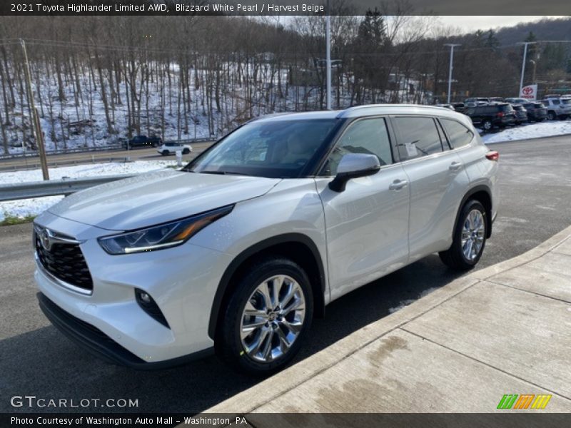 Blizzard White Pearl / Harvest Beige 2021 Toyota Highlander Limited AWD
