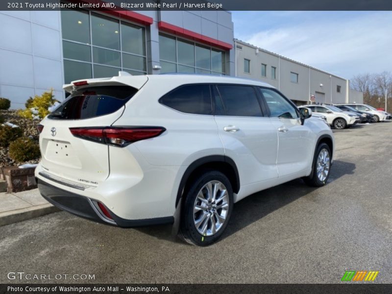 Blizzard White Pearl / Harvest Beige 2021 Toyota Highlander Limited AWD