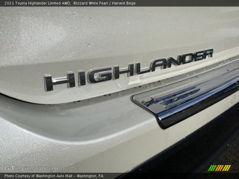 Blizzard White Pearl / Harvest Beige 2021 Toyota Highlander Limited AWD
