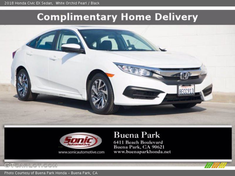 White Orchid Pearl / Black 2018 Honda Civic EX Sedan