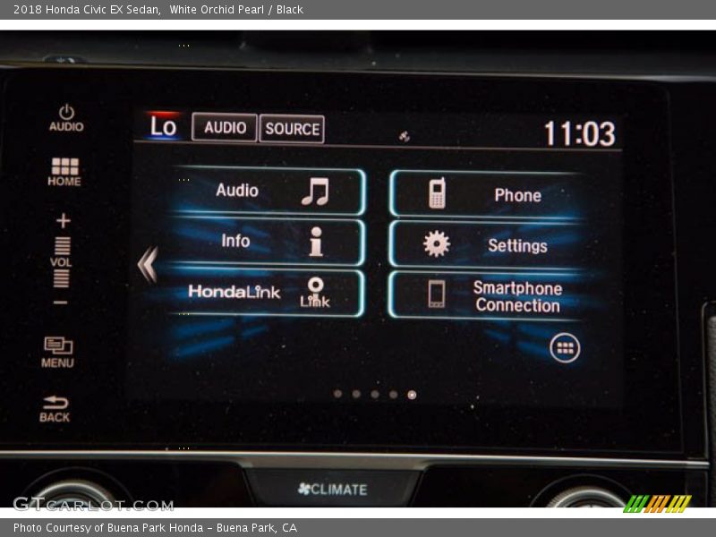 White Orchid Pearl / Black 2018 Honda Civic EX Sedan