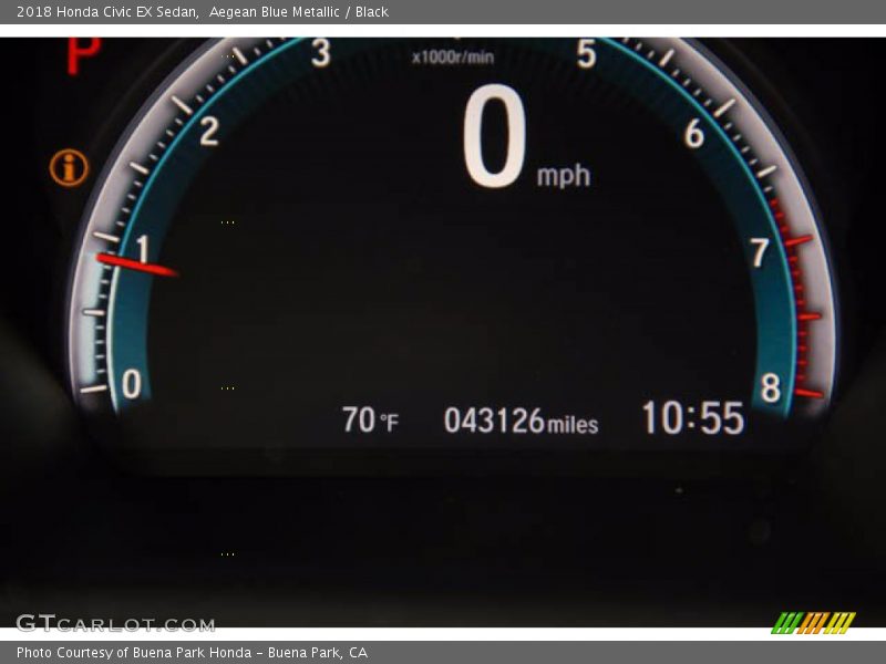 Aegean Blue Metallic / Black 2018 Honda Civic EX Sedan
