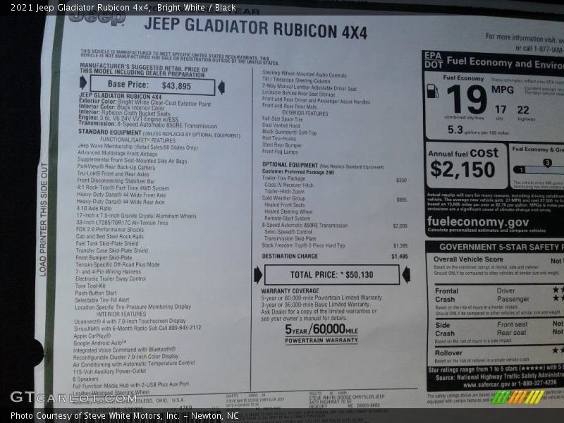 Bright White / Black 2021 Jeep Gladiator Rubicon 4x4