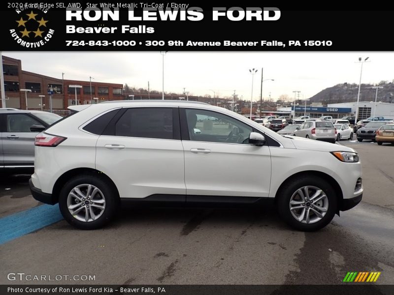 Star White Metallic Tri-Coat / Ebony 2020 Ford Edge SEL AWD