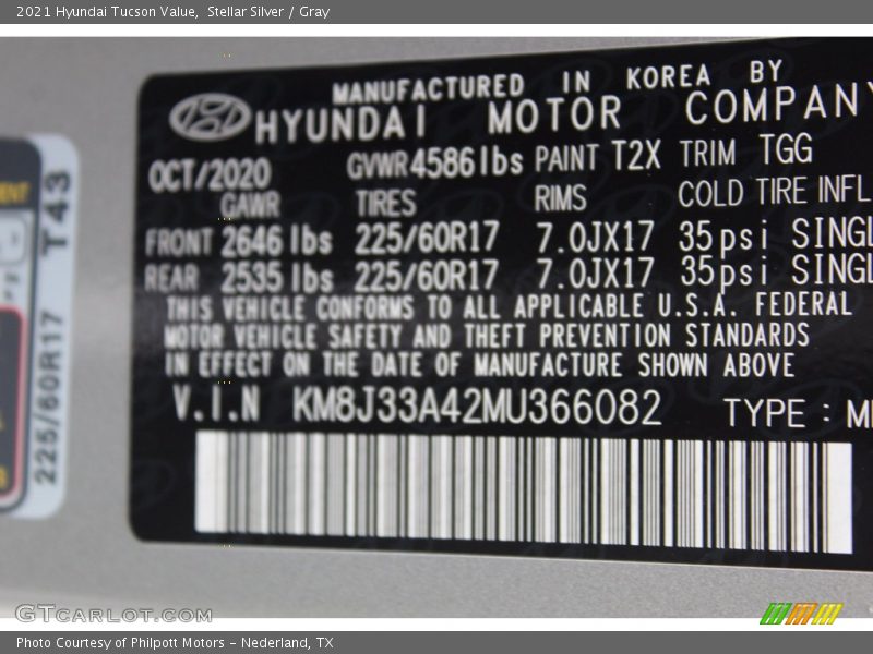 Stellar Silver / Gray 2021 Hyundai Tucson Value