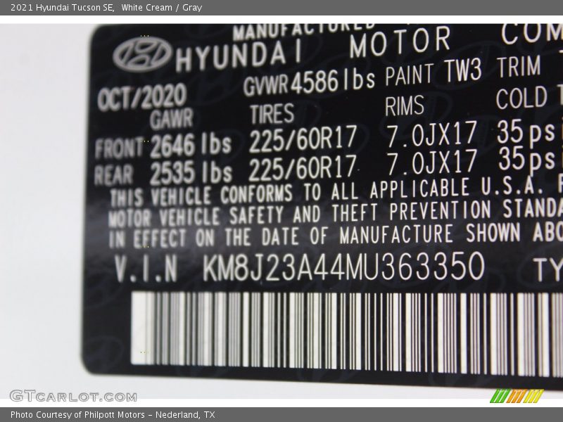 White Cream / Gray 2021 Hyundai Tucson SE