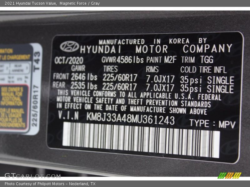 Magnetic Force / Gray 2021 Hyundai Tucson Value