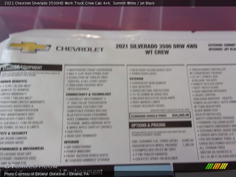 Summit White / Jet Black 2021 Chevrolet Silverado 3500HD Work Truck Crew Cab 4x4