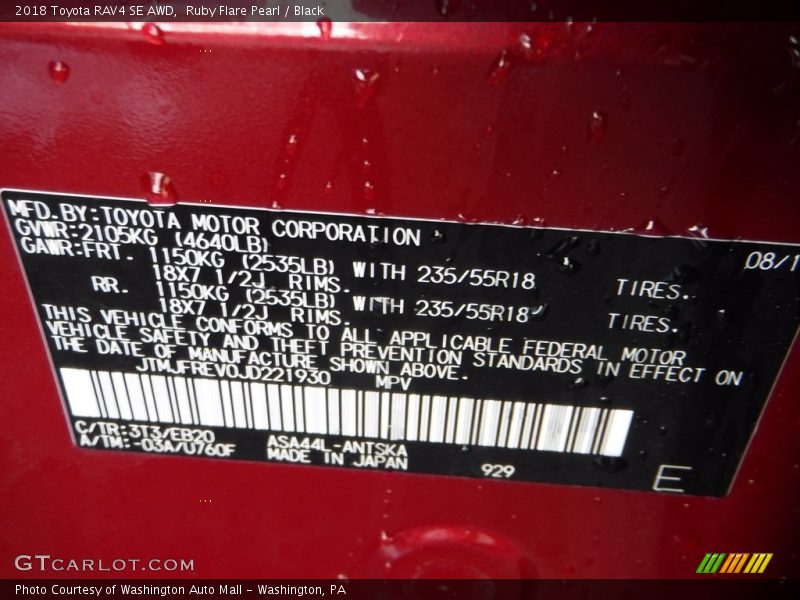Ruby Flare Pearl / Black 2018 Toyota RAV4 SE AWD