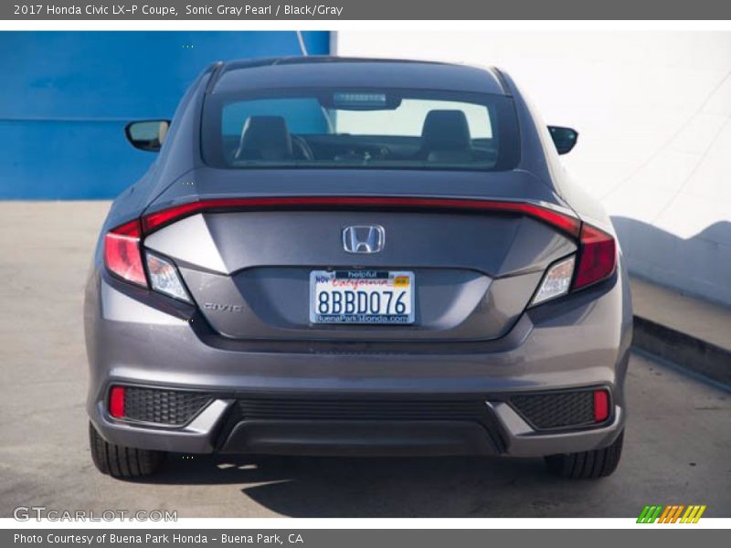 Sonic Gray Pearl / Black/Gray 2017 Honda Civic LX-P Coupe