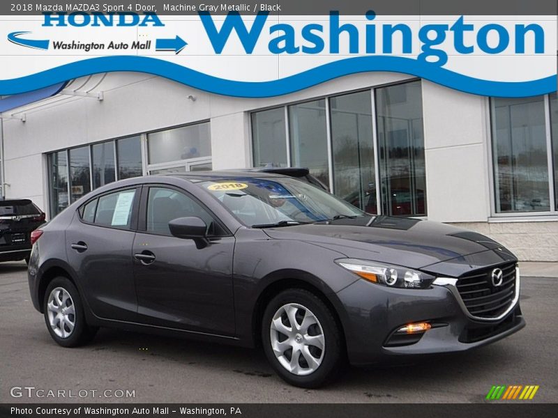 Machine Gray Metallic / Black 2018 Mazda MAZDA3 Sport 4 Door