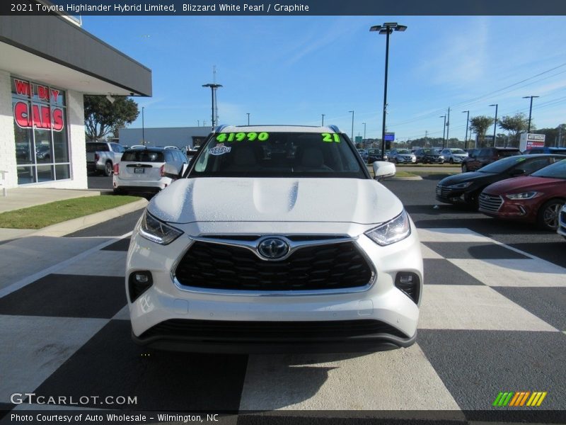 Blizzard White Pearl / Graphite 2021 Toyota Highlander Hybrid Limited