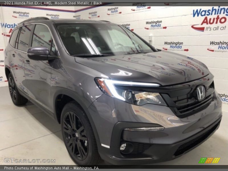 Modern Steel Metallic / Black 2021 Honda Pilot EX-L AWD