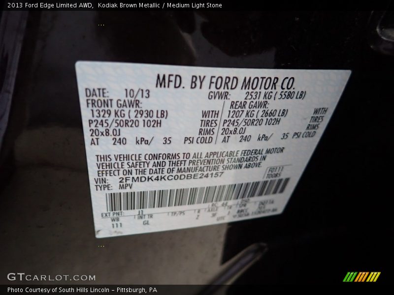 Kodiak Brown Metallic / Medium Light Stone 2013 Ford Edge Limited AWD