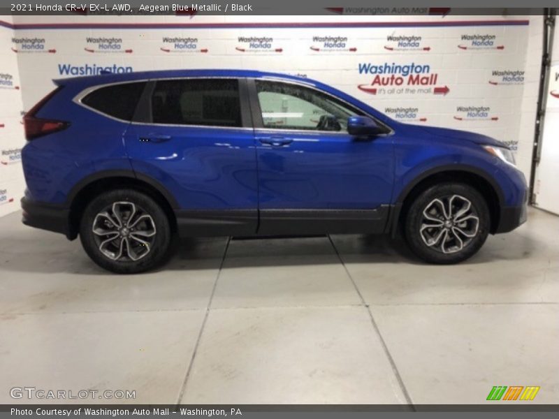 Aegean Blue Metallic / Black 2021 Honda CR-V EX-L AWD
