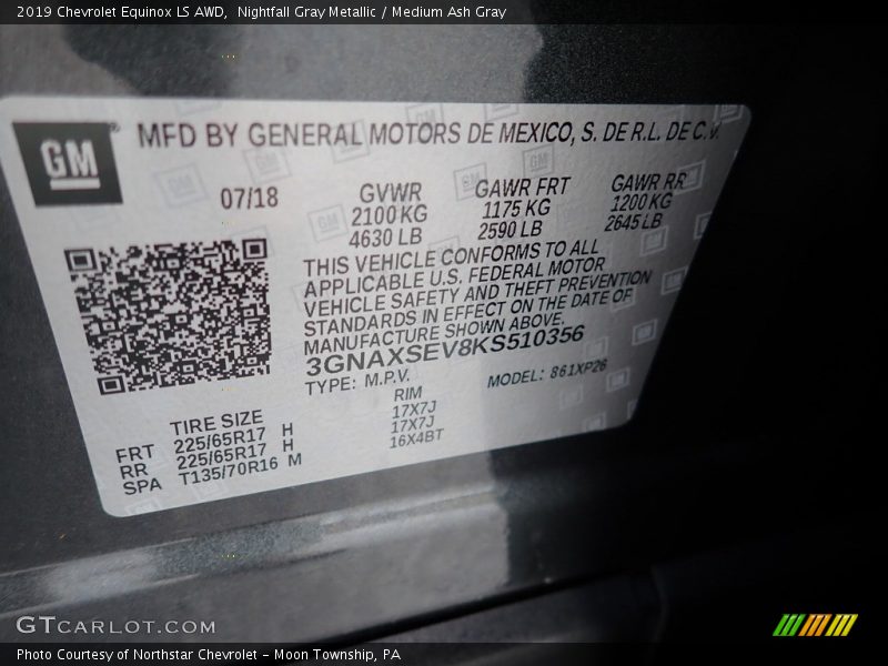 Nightfall Gray Metallic / Medium Ash Gray 2019 Chevrolet Equinox LS AWD