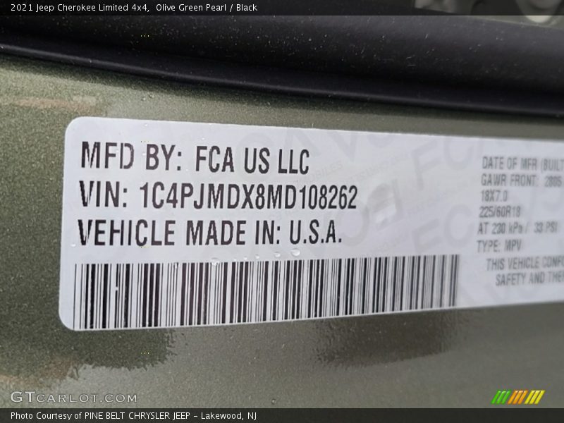 Olive Green Pearl / Black 2021 Jeep Cherokee Limited 4x4