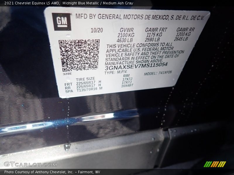 Midnight Blue Metallic / Medium Ash Gray 2021 Chevrolet Equinox LS AWD