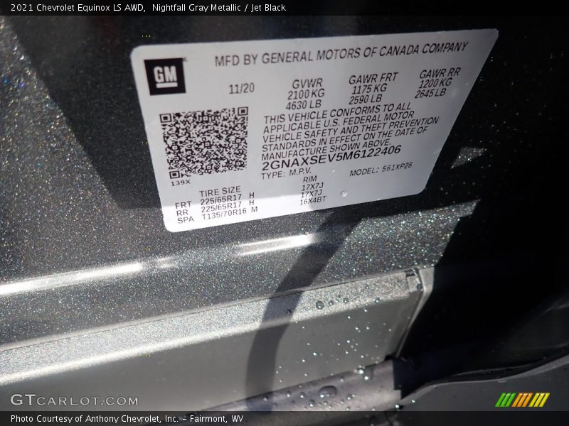 Nightfall Gray Metallic / Jet Black 2021 Chevrolet Equinox LS AWD