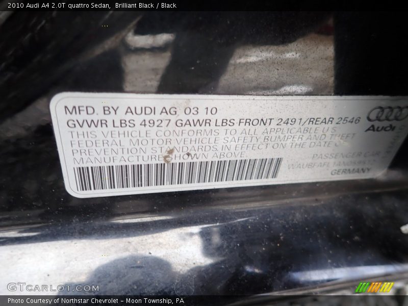 Brilliant Black / Black 2010 Audi A4 2.0T quattro Sedan