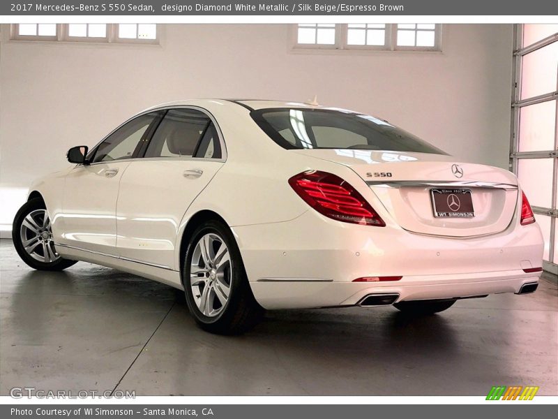 designo Diamond White Metallic / Silk Beige/Espresso Brown 2017 Mercedes-Benz S 550 Sedan