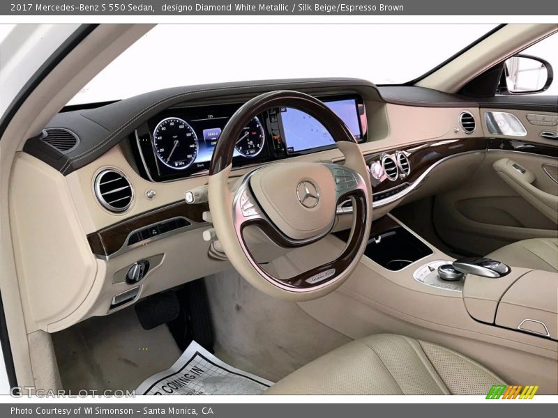 designo Diamond White Metallic / Silk Beige/Espresso Brown 2017 Mercedes-Benz S 550 Sedan