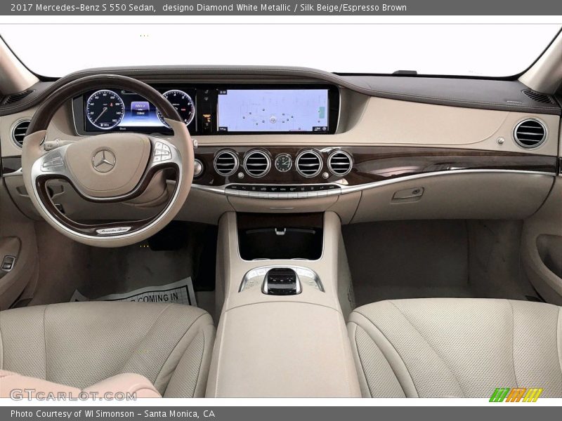 designo Diamond White Metallic / Silk Beige/Espresso Brown 2017 Mercedes-Benz S 550 Sedan