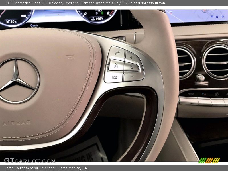 designo Diamond White Metallic / Silk Beige/Espresso Brown 2017 Mercedes-Benz S 550 Sedan