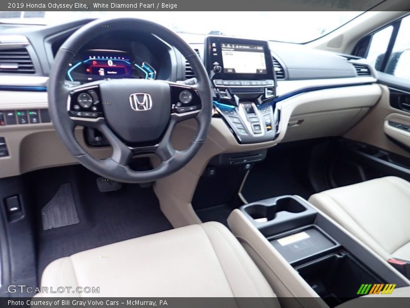 White Diamond Pearl / Beige 2019 Honda Odyssey Elite