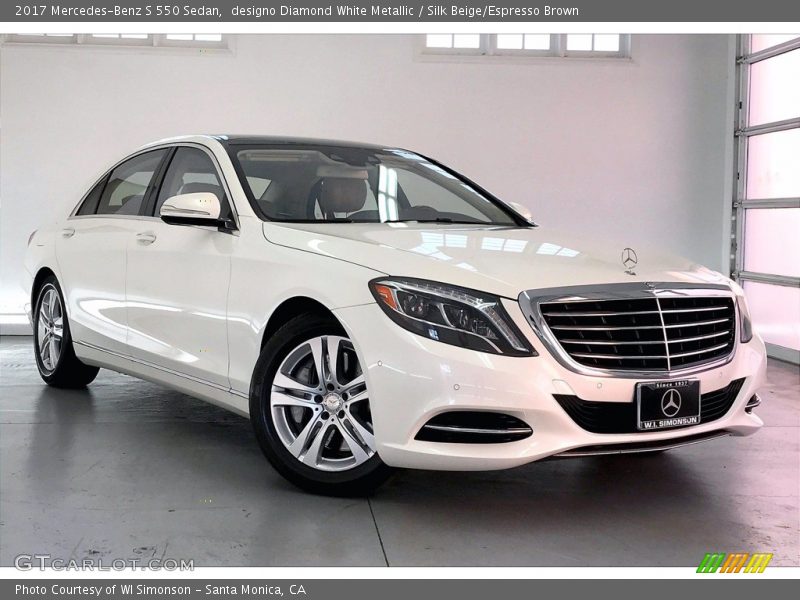 designo Diamond White Metallic / Silk Beige/Espresso Brown 2017 Mercedes-Benz S 550 Sedan
