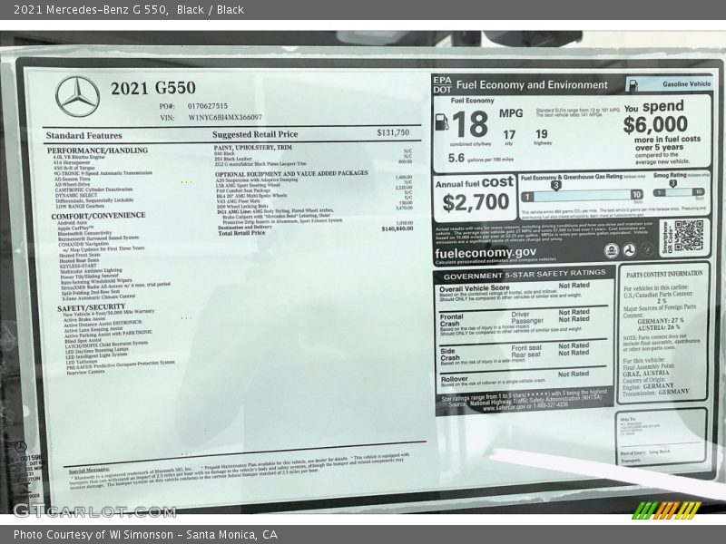 Black / Black 2021 Mercedes-Benz G 550
