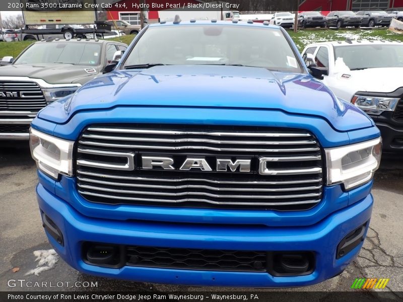 Hydro Blue Pearl / Black/Diesel Gray 2020 Ram 3500 Laramie Crew Cab 4x4
