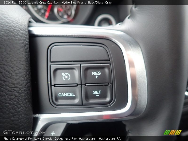 Hydro Blue Pearl / Black/Diesel Gray 2020 Ram 3500 Laramie Crew Cab 4x4