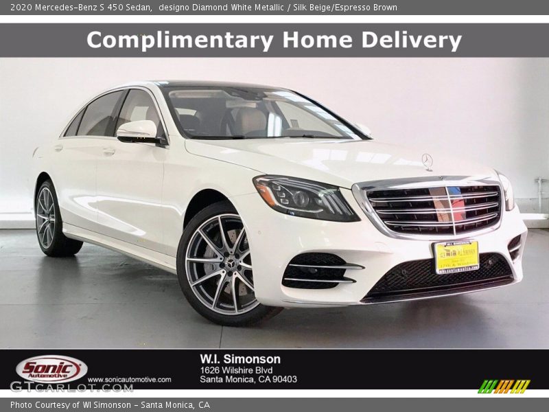 designo Diamond White Metallic / Silk Beige/Espresso Brown 2020 Mercedes-Benz S 450 Sedan