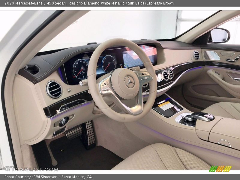designo Diamond White Metallic / Silk Beige/Espresso Brown 2020 Mercedes-Benz S 450 Sedan