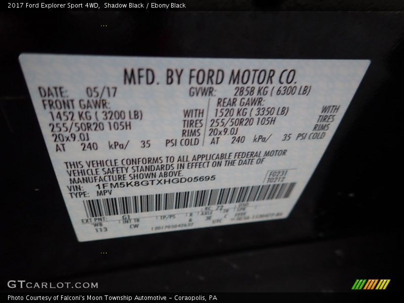 Shadow Black / Ebony Black 2017 Ford Explorer Sport 4WD