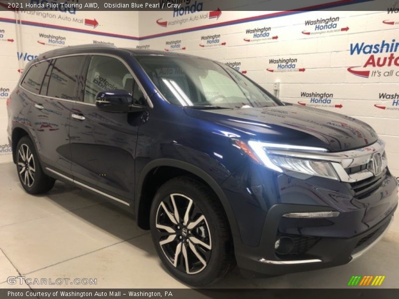 Obsidian Blue Pearl / Gray 2021 Honda Pilot Touring AWD