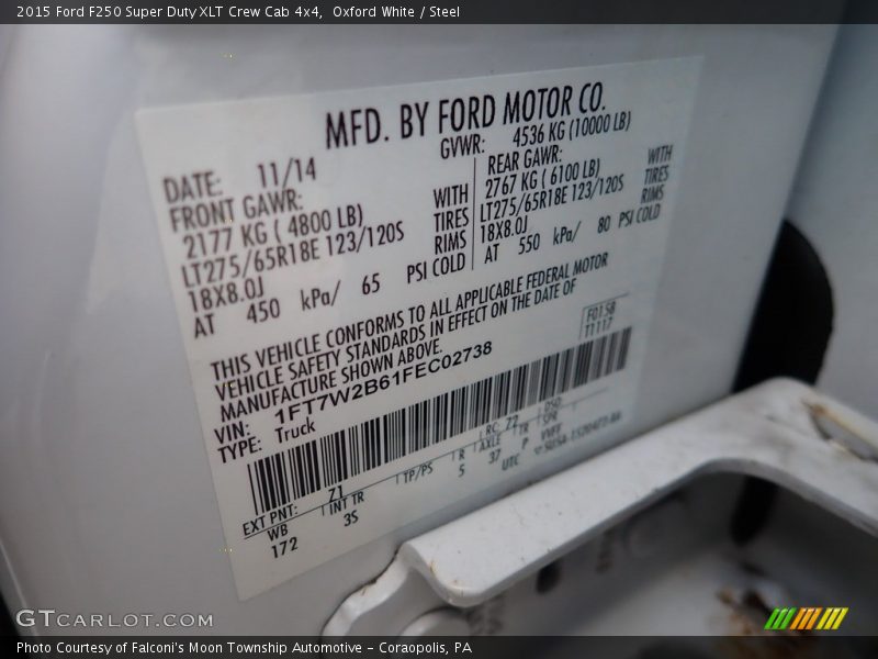 Oxford White / Steel 2015 Ford F250 Super Duty XLT Crew Cab 4x4
