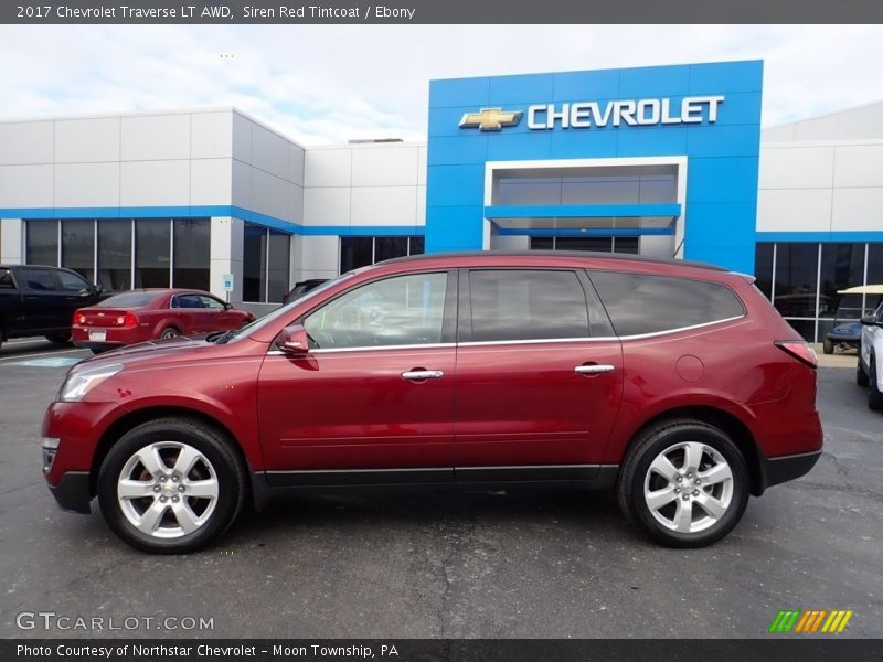 Siren Red Tintcoat / Ebony 2017 Chevrolet Traverse LT AWD