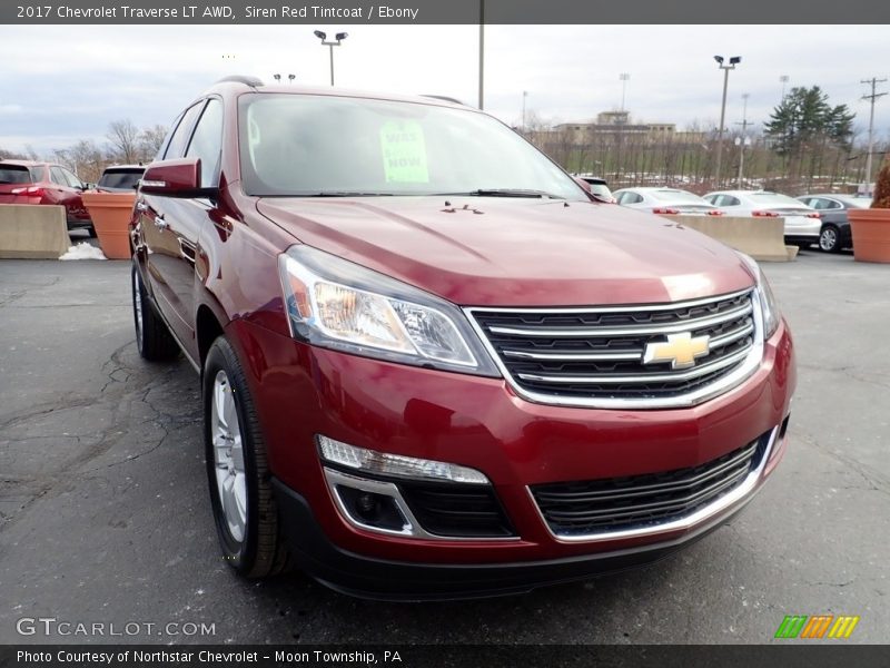 Siren Red Tintcoat / Ebony 2017 Chevrolet Traverse LT AWD