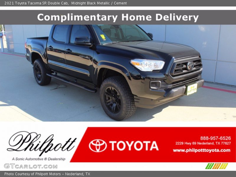 Midnight Black Metallic / Cement 2021 Toyota Tacoma SR Double Cab
