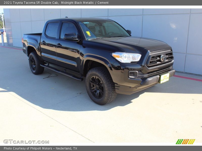 Midnight Black Metallic / Cement 2021 Toyota Tacoma SR Double Cab